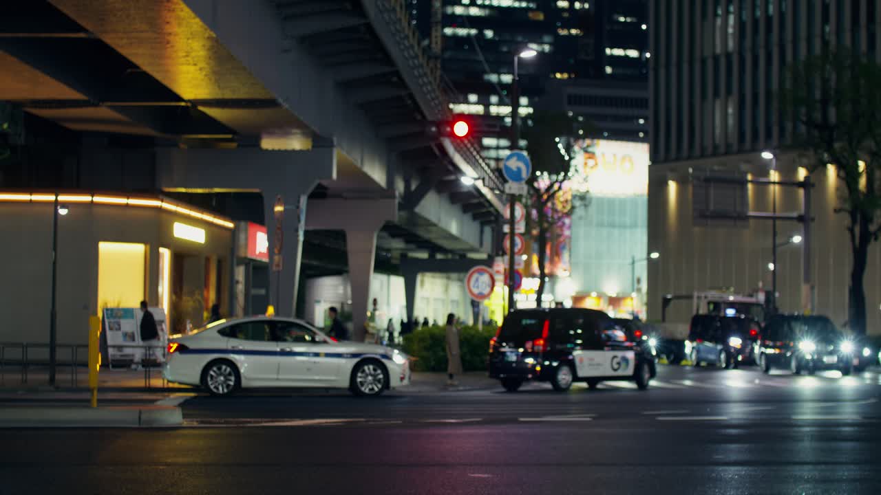 Nighttime City Street Scene in Tokyo