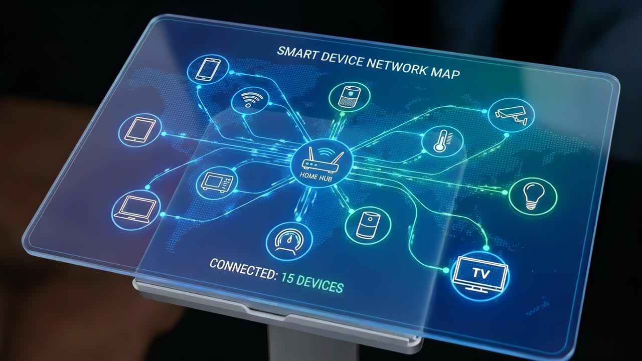 Smart Home Device Network Map on Digital Display | Premium Stock Video ...