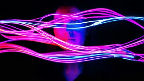 woman in neon light