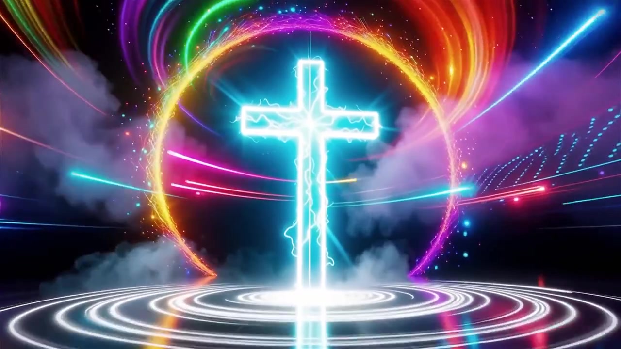 Christian Cross Heavenly Light Worship Background