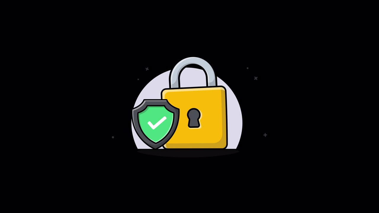 Animated Padlock and Shield Icon for Digital Security