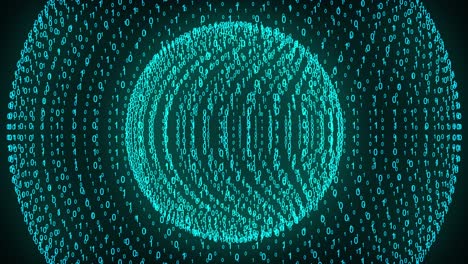 esferas de números binarios grandes y pequeños, generadas por computadora. renderización 3d del fondo de código binario con números. elementos abstractos