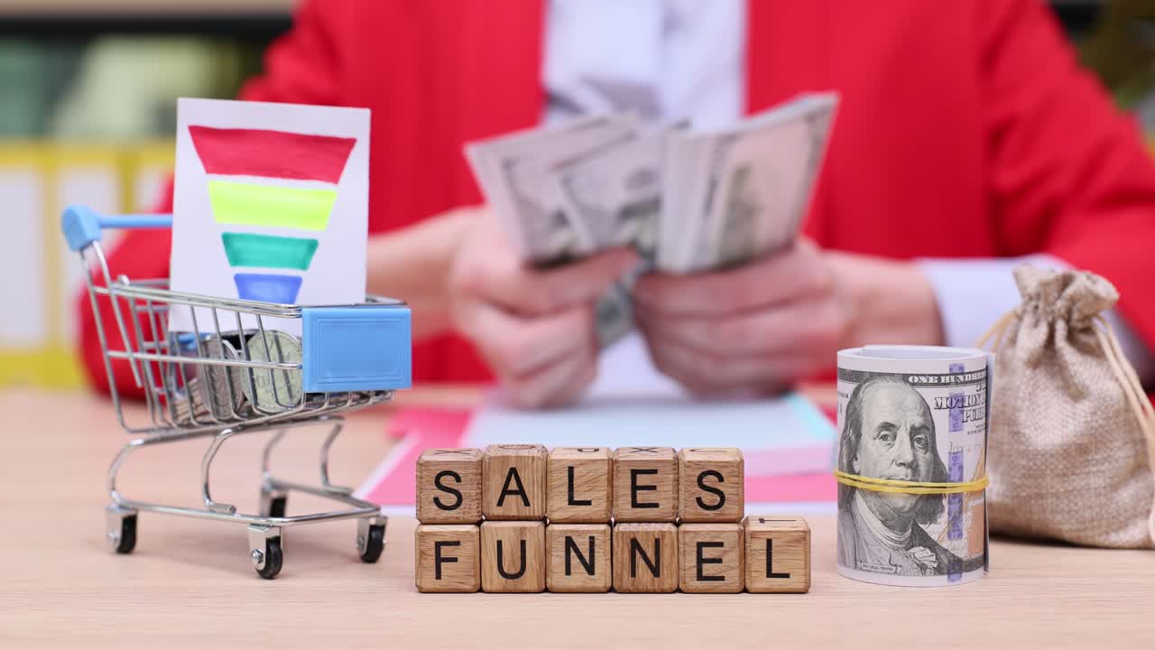 Sales funnel concept with money