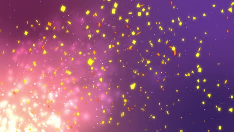 colorido confeti caída animación sobre fondo rosa y púrpura