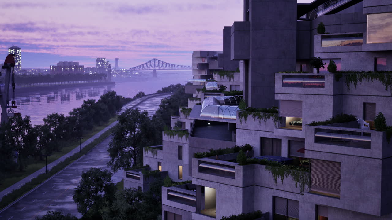 도시 에서 현대적 인 콘크리트 건물