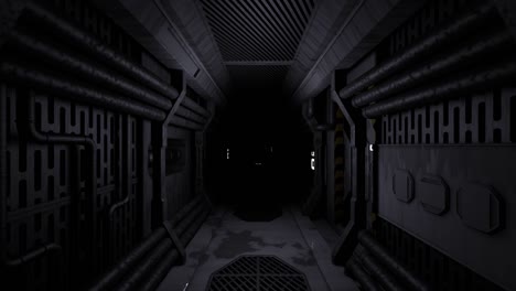 dark empty spaceship corridor. 3d rendering.