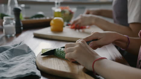 la familia cocinando juntos