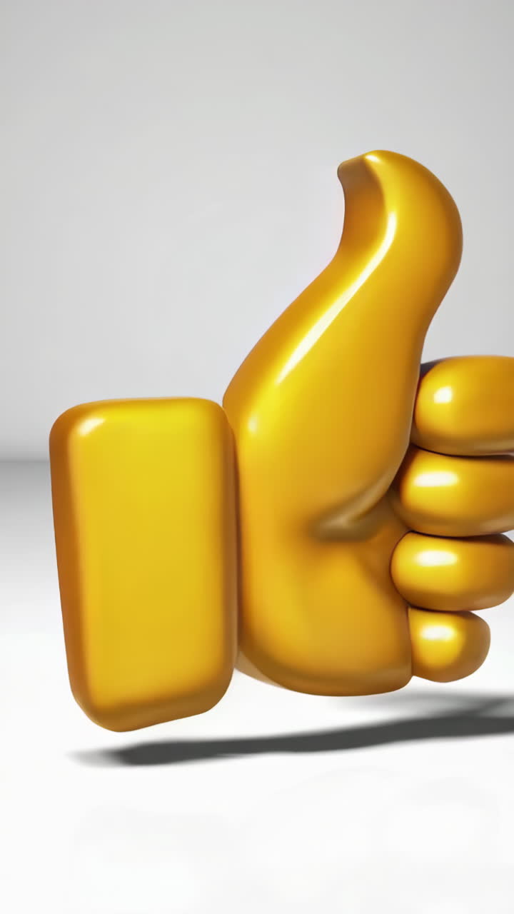 Golden 3D Thumbs Up Emoji Collection