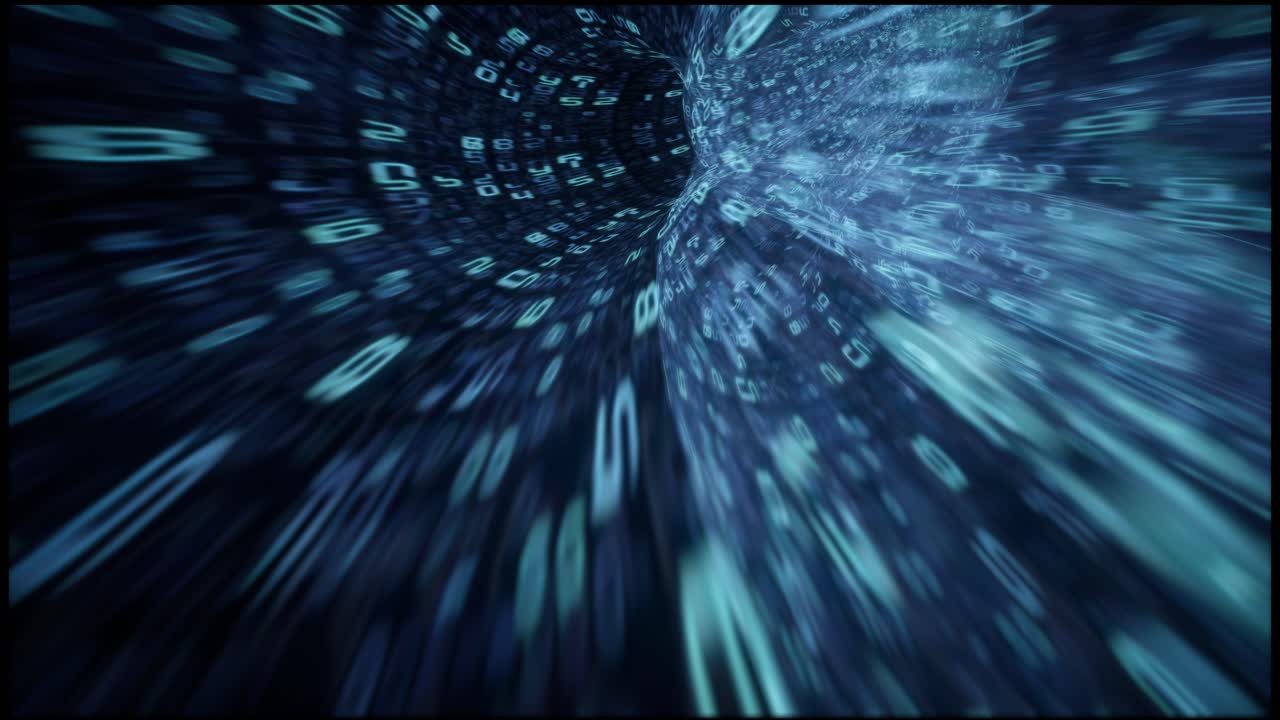 Blue Binary Code Data Tunnel Abstract Background