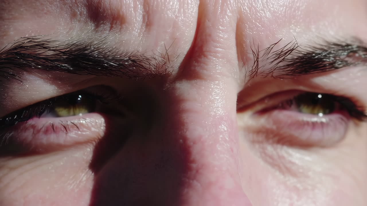 Close-up of a person's face with a strained expression