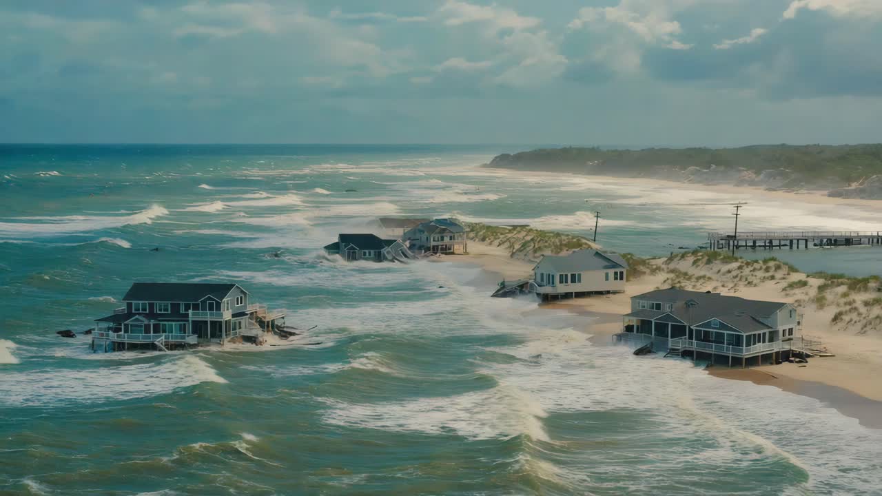 Coastal Erosion Affecting Beachfront Houses