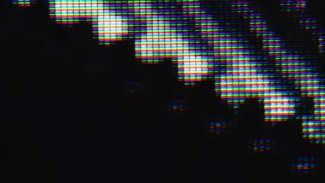 abstract image emerging in close-up of glitching old tv screen, glitch art, pixel distortion