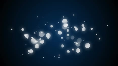glowing white bokeh lights animation over dark blue background