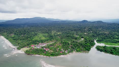 Aerial-Footage-of-a-small-coastal-village