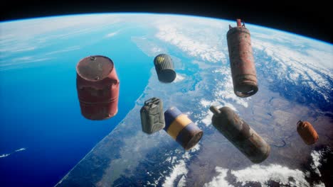 contaminación de la atmósfera del planeta tierra y el espacio