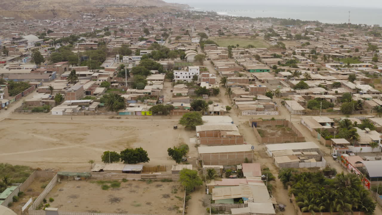Aerial view of the city of Mancora, Peru, drone