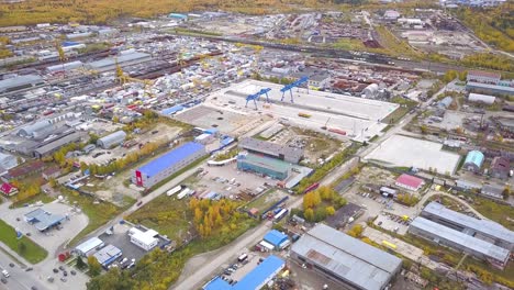 aerial view of an industrial complex in autumn