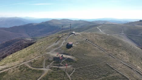 communication antennas and shelter on mount vermio, a mountain range in northern greece.