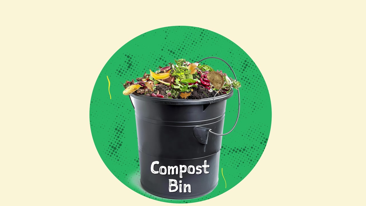 Collage style Sustainability animated elements on alpha channel