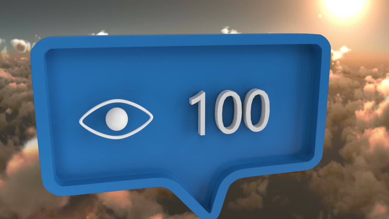 animación de burbuja de habla con números sobre nubes