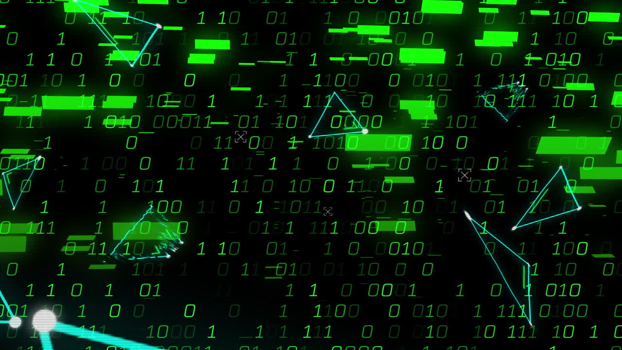 Animation of data processing on black background