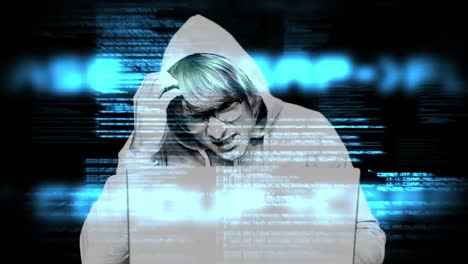animación digital de un hacker confundido en 4k
