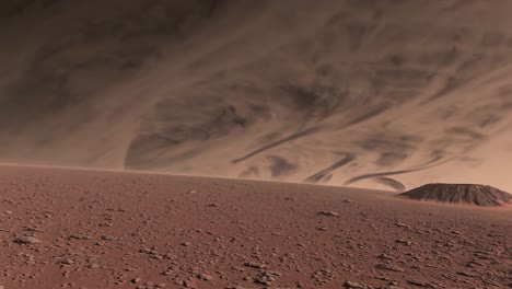 mars dust storm and volcano
