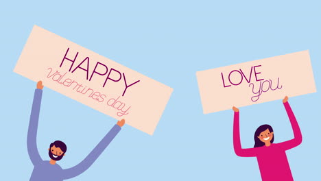 lovers couple with valentines day banner