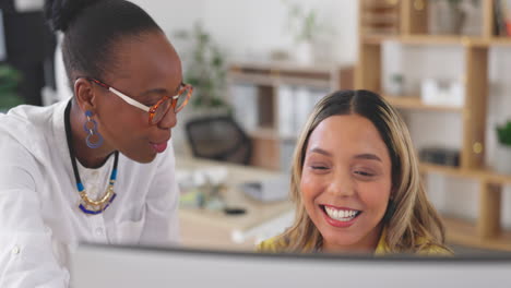 collaboration, computer and laughing with business