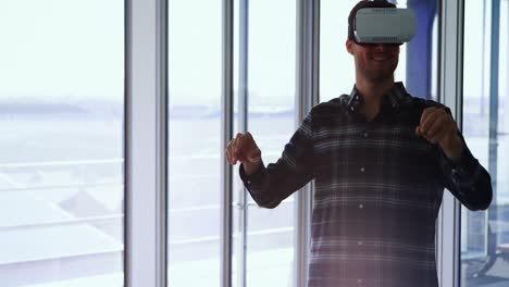man using virtual reality headset 4k