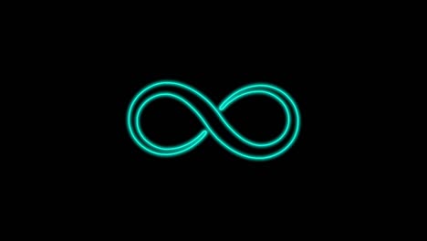 animated infinity symbol with a neon glow. abstract neon glowing infinity. on a black background.