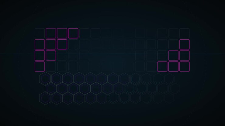 Abstract Digital Interface with Glowing Pink Square Grid Animation