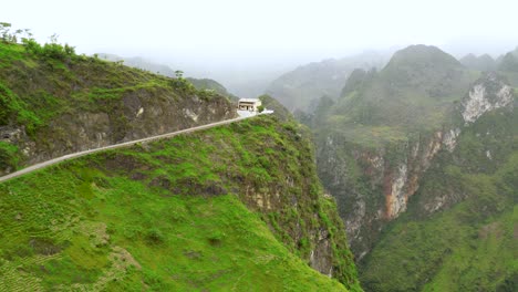 aerial view of a winding road along the ma pi leng pass in northern vietnam