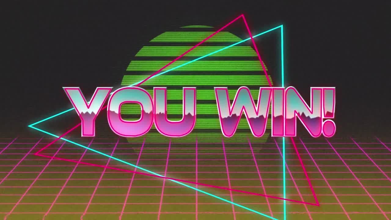 디지털 태양과 사각형 위에 텍스트를 이기는 애니메이션