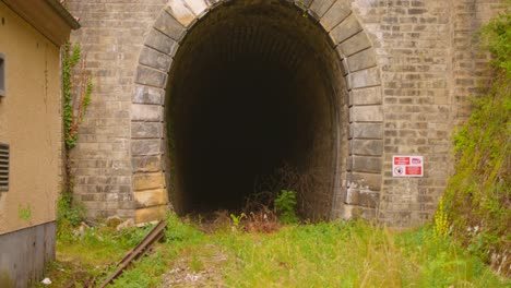 An Old Railway Tunnel In France. Tilt-up Shot