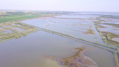 Drohnenflug-über-Sümpfe-Und-überschwemmte-Felder