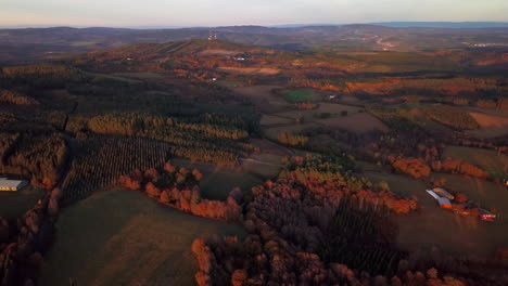 Aerial-Shot-of-Rural-Farm-Lands-and-Camino-De-Santiago-Trail-Route-in-Spain