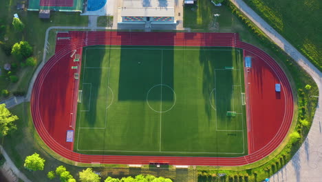 Top-Down-Aerial-View-of-Smiltene's-Football-Stadium