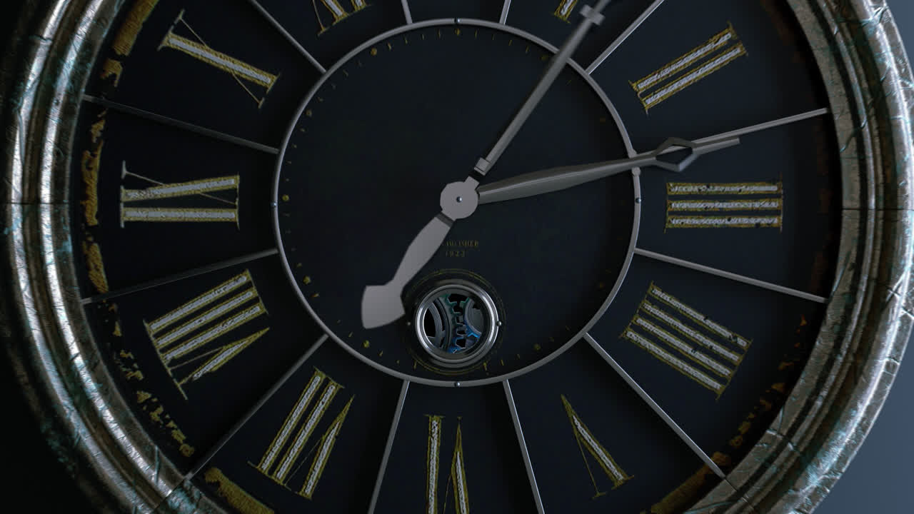 Close-Up View of an Antique Clock with Moving Gears