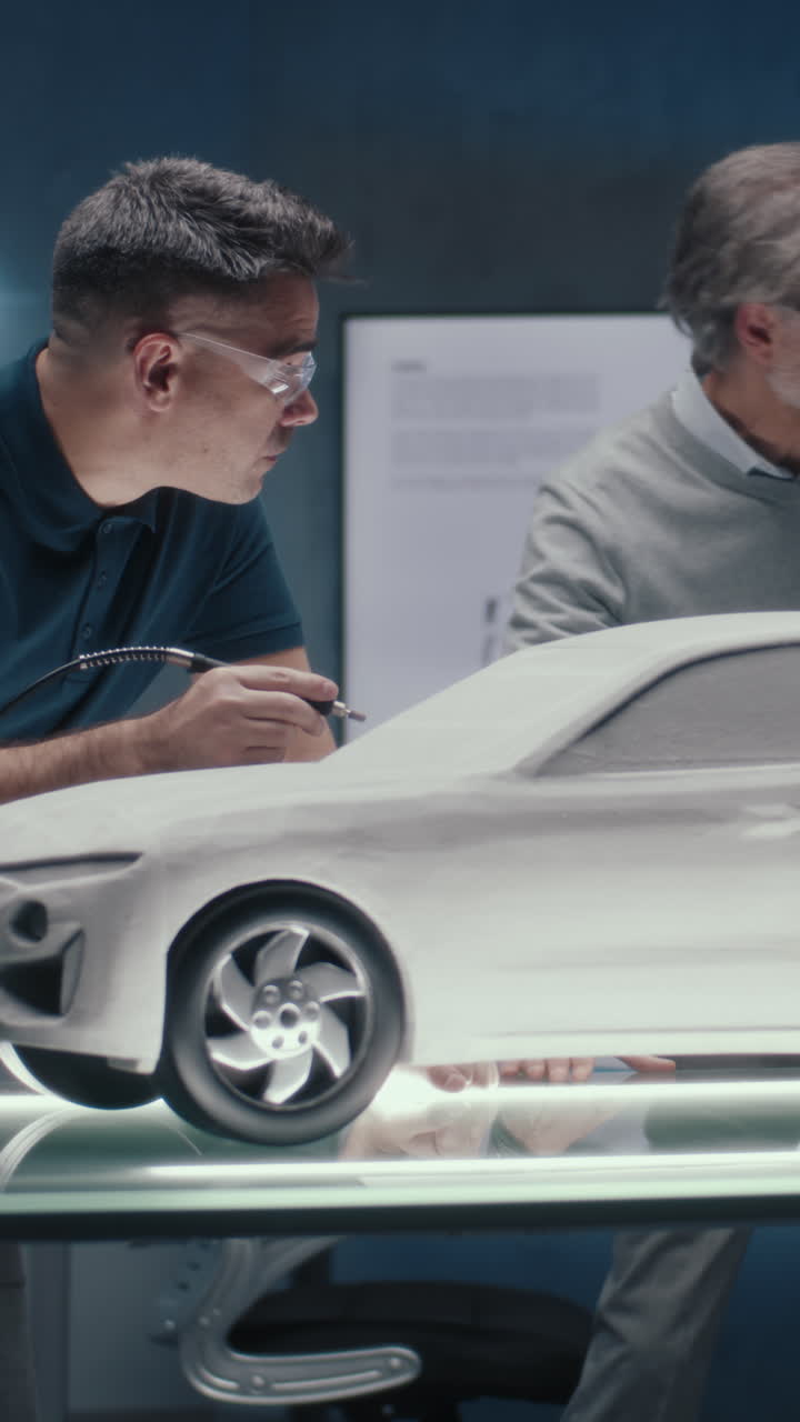Automotive Design Team Working on Car Prototype