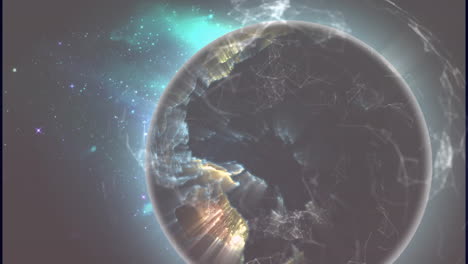 animation of network of connections over spinning globe against space