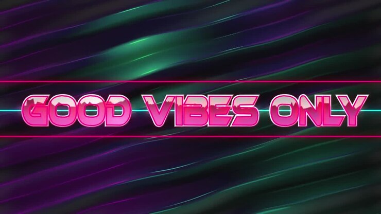 Animation of good vibes only in digital abstract space