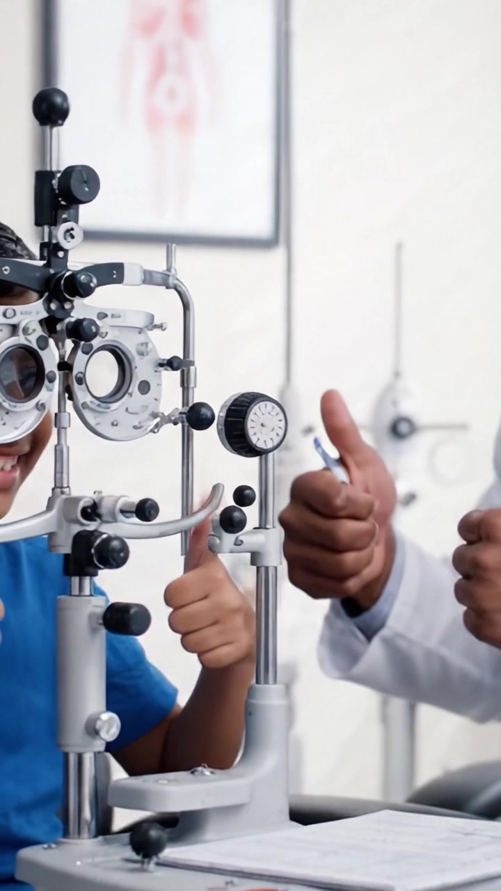 Optometric Examination: A Child's Eye Checkup with a Professional, Showcasing the Use of Advanced Vision Testing Equipment and Personalized Care