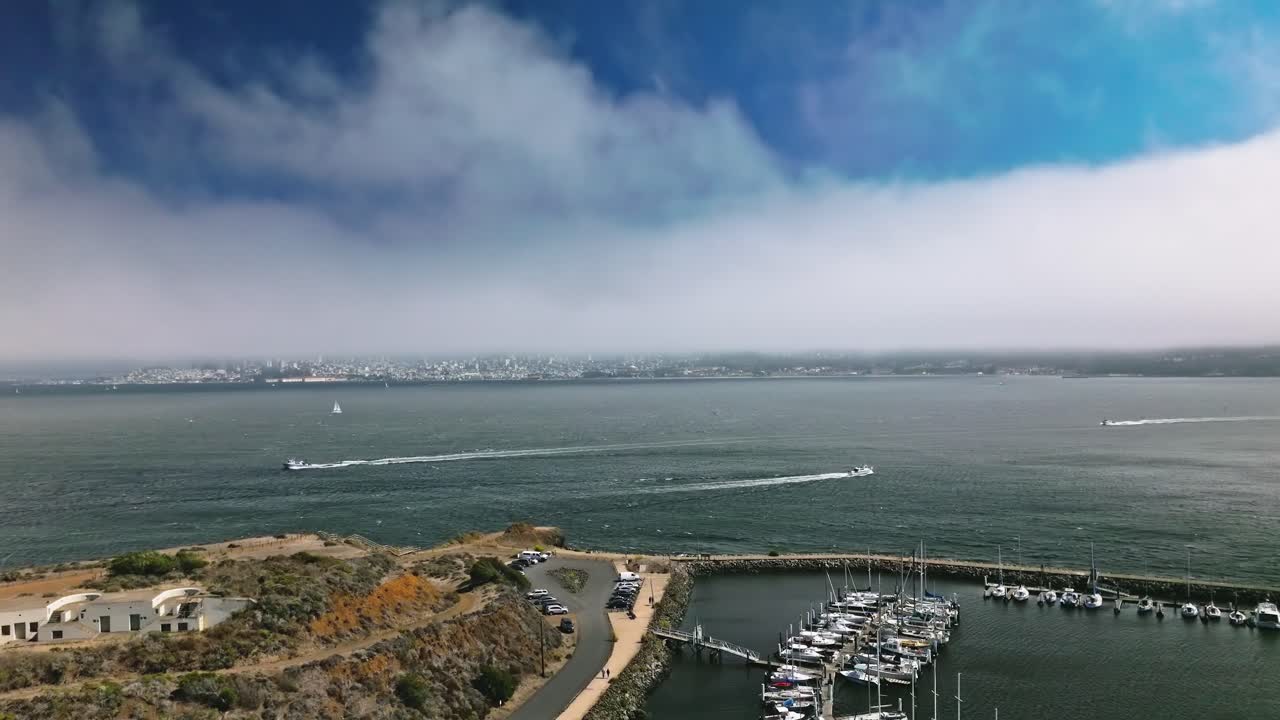 Fog blowing past the Golden Gate Bridge in San Francisco, California, USA
