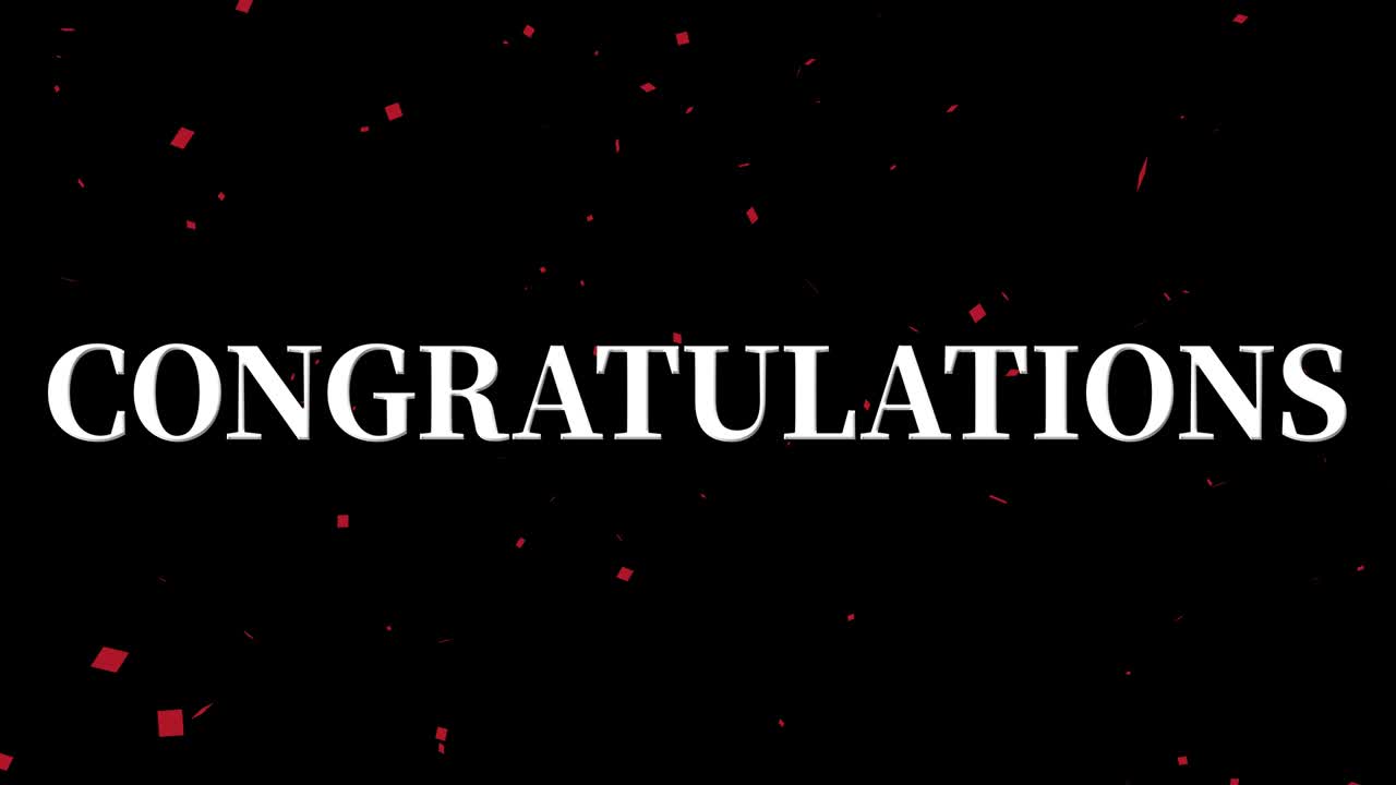 CONGRATULATIONS message text animation motion graphics