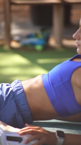 woman doing exercises outdoors