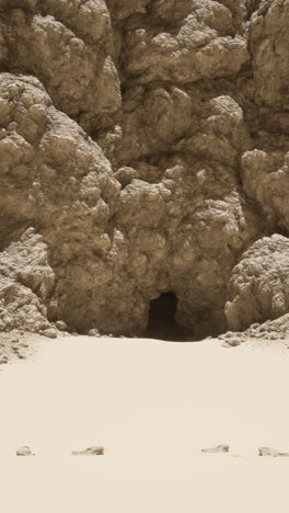 a cave entrance in a desert canyon