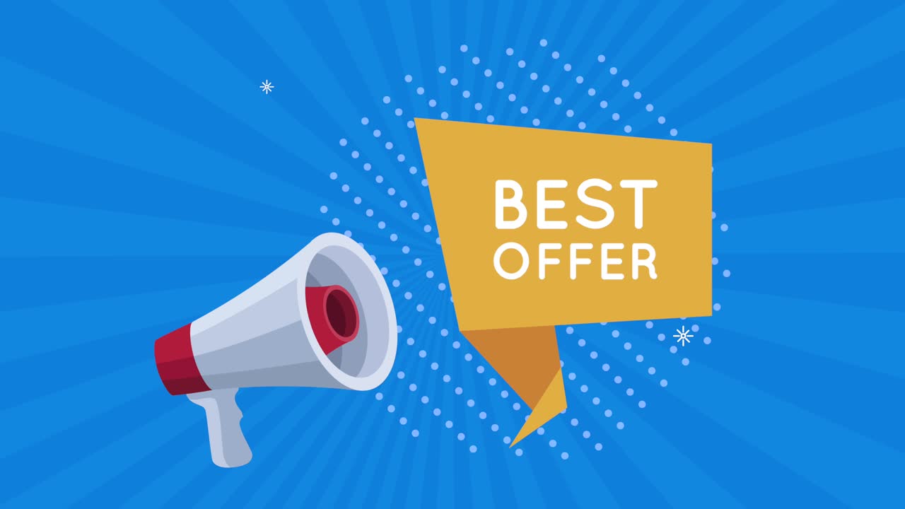 best offer sale poster animation with megaphone