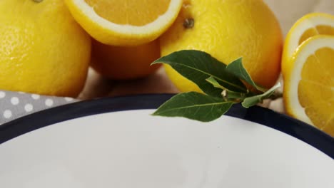 close-up of fresh sweet limes in plate