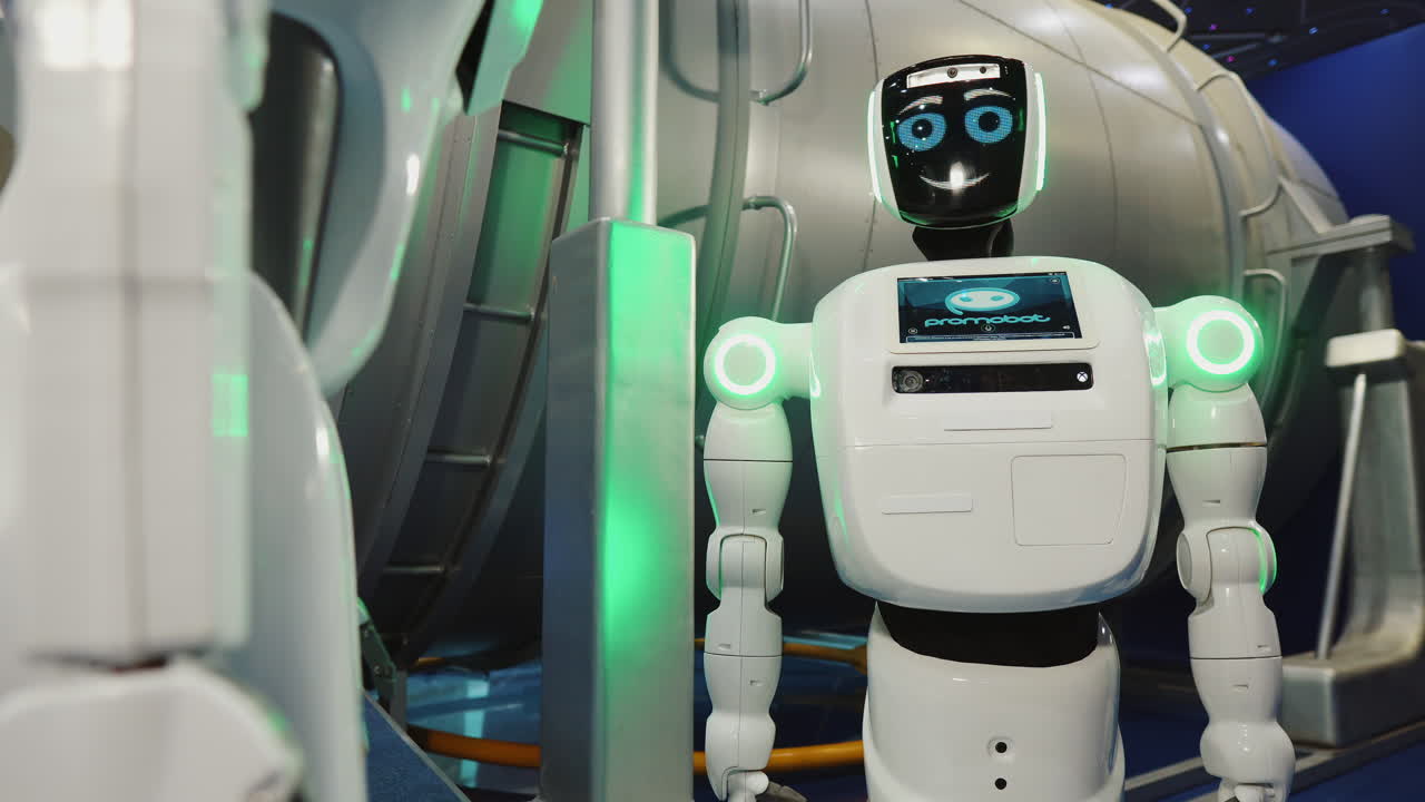 robot blanco en una exposición de tecnología